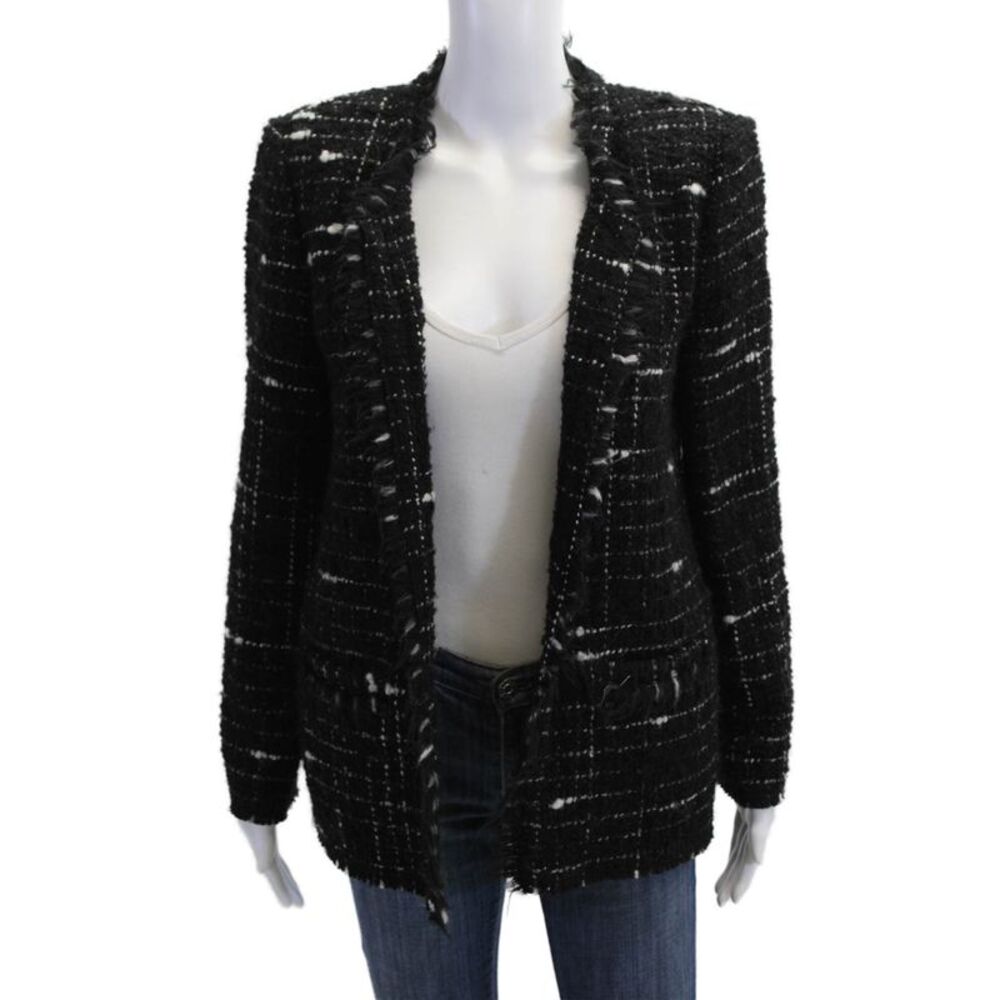 IRO Women Black Check Blazer Long Sleeve Size 40